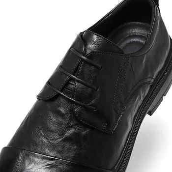 Британские деловые повседневные мужские винтажные кожаные летние коричневые туфли на мягкой подошве 3