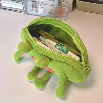 Забавная сумка-лягушка с большим ртом для студентов, Большая емкость для хранения настольных канцелярских принадлежностей, Плюшевый пенал 3