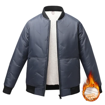 Зимняя мужская куртка-бомбер, повседневная утепленная флисовая теплая модная мужская куртка, свободные парки, Осенняя мужская уличная одежда, пальто 3