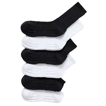 Мужские спортивные носки на полотенечной подошве, белые, черные, длинные носки, мужские массажные носки с махровой подошвой, Дышащие баскетбольные носки до середины икры 3