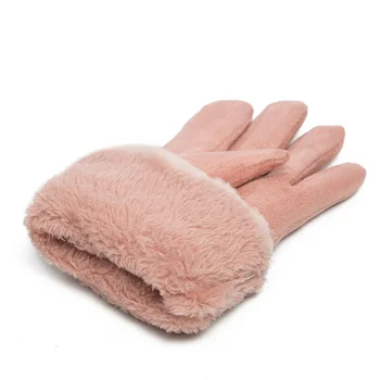 1 пара прекрасных женских теплых перчаток, теплые замшевые перчатки с бантом, стильные зимние перчатки, варежки с сенсорным экраном, многоцелевые теплые перчатки 4