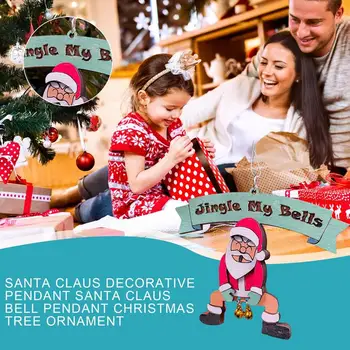 Мини-деревянный Санта-Клаус Деревянное рождественское украшение Санта-Клауса Декоративная мини-подвеска Для праздничной радости На крыльце во дворе 4