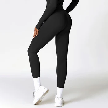 Мягкие Спортивные штаны для йоги с высокой талией, леггинсы для йоги, подтягивающие бедра, спортивные леггинсы для бега, брюки для фитнеса, Женская одежда для йоги 4