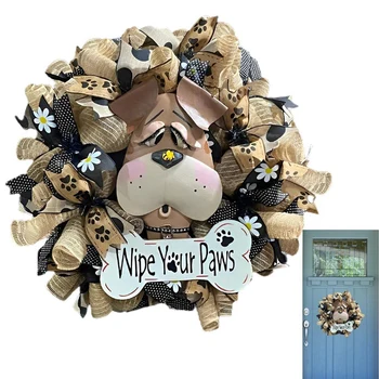 Фермерский дом, Венок, подвесная ткань, дизайн головы собаки, мелкий шрифт, красочный декор двери для свадьбы, стены 4