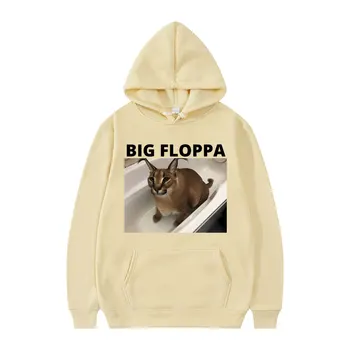 Big Floppa Забавный Мем Cute Cat Animal Hoodie Мужская Женская Толстовка Осень/Зима Флисовая Негабаритная С Длинным Рукавом Свободная Уличная Одежда 5