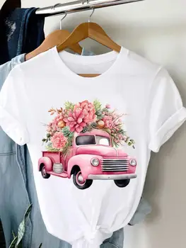 Графическая футболка с героями мультфильмов, женская мода, повседневный мультяшный цветок, прекрасный тренд, милые футболки 90-х, футболка с принтом, одежда 5
