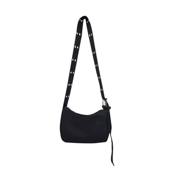 Женские сумки через плечо с регулируемым ремешком, шикарный черный простой харадзюку для студентов, холщовая сумка на молнии, популярная на высокой улице 5