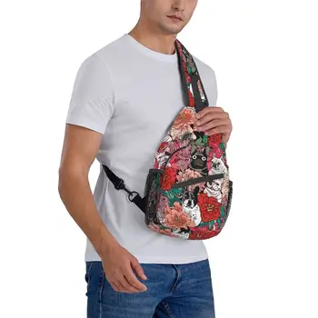 Крутой французский бульдог 	
Слинг-рюкзак Flowers через плечо Мужские сумки для любителей французских собак на ремне для пеших прогулок 5