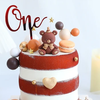 Топпер для торта для годовалого ребенка с Днем рождения, украшение тортов с Днем рождения, 1-й день рождения, декор торта с Днем рождения 5